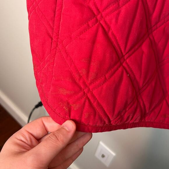 1990s LL Bean Red Paisley Quilted Barn Equestrian Old Money Chore Coat Jacket XL - Picture 5 of 10